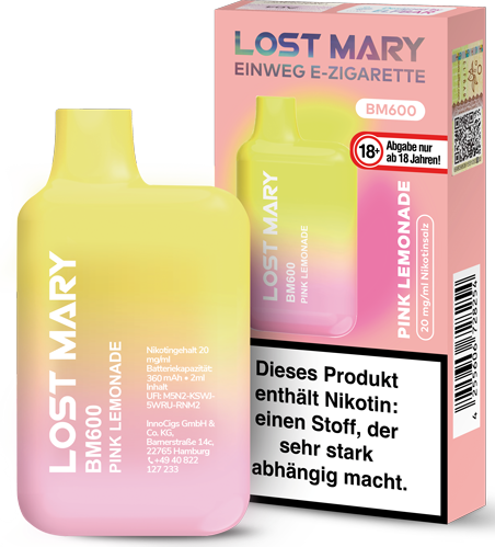 Elfbar Lost Mary 600 "Pink Lemonade" mit Nikotin