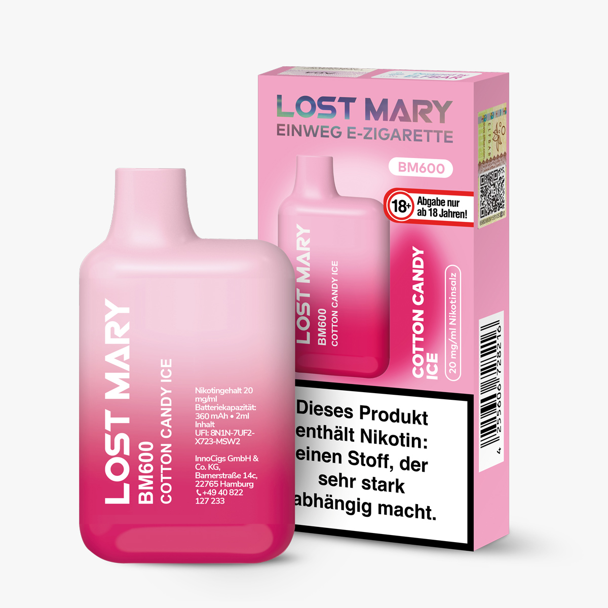 Elfbar Lost Mary 600 "Cotton Candy Ice" mit Nikotin