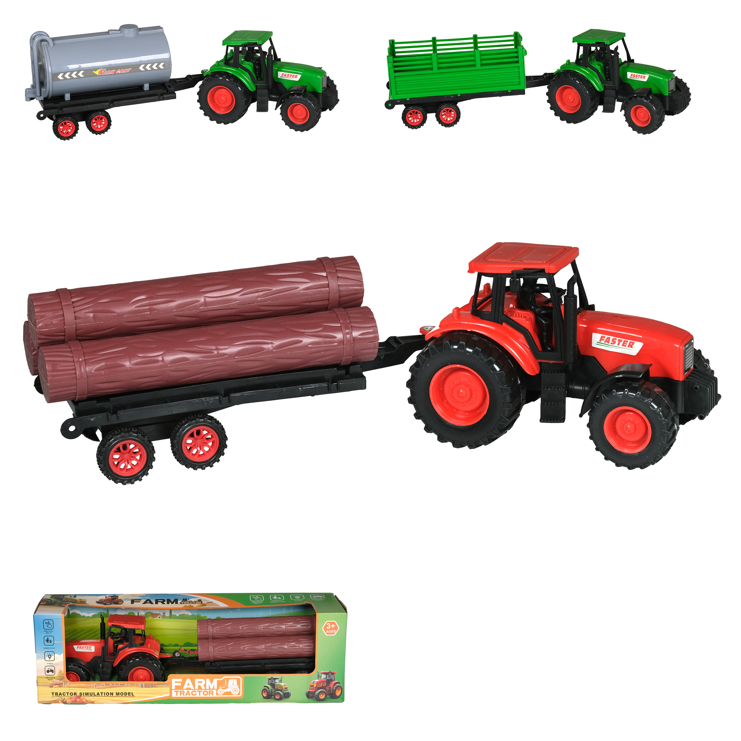 Traktor, Spielzeug-Traktor, Anhänger, Heuballen-Anhänger, Bauernhof-Fahrzeug
