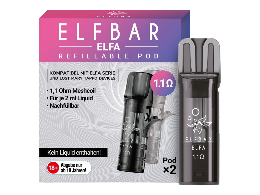 Pod, E-Liquid, Nachfüllbarer Pod, 1,1 Ohm, Meshcoil
