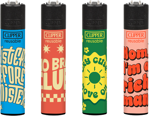 wiederverwendbare Batterie, zylindrische Zylinder, Clipper Feuerzeug, buntes Design, tierversuchsfreies Mockup