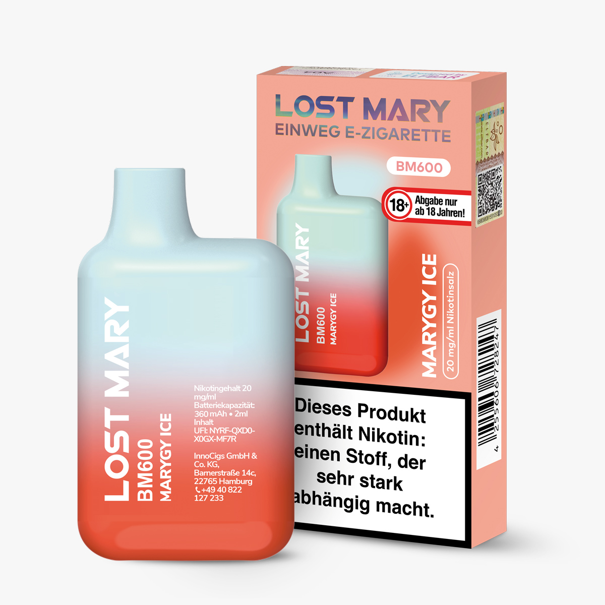 Elfbar Lost Mary 600 "Marygy Ice" mit Nikotin