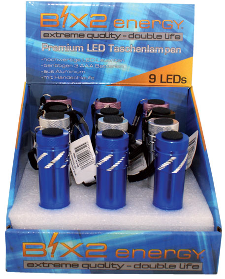 B!X2energy 9er Premium LED-Taschenlampe Glitzer